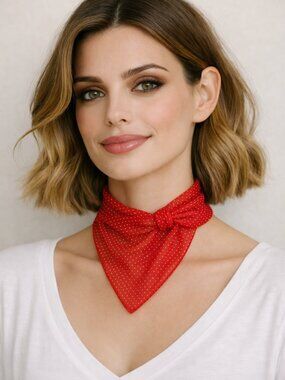 Silk Sheer Red Polka Dot Scarf